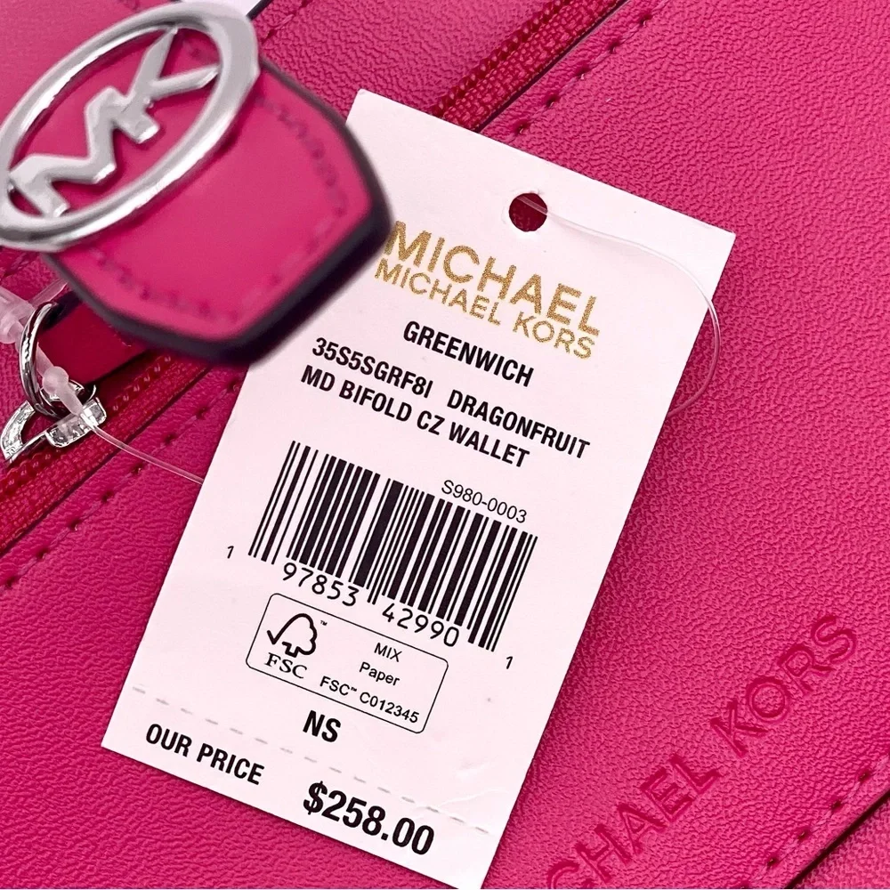 Michael Kors Greenwich Medium Signature Logo Wallet Dragonfruit Multi